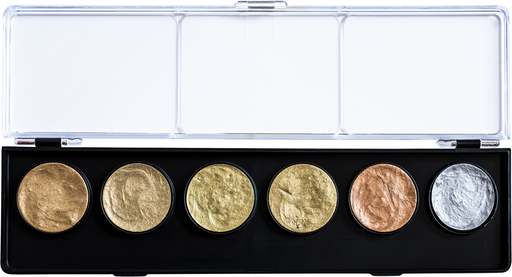 [23000011A] PALETTE PEINTURE AQUARELLE 6 GODETS OR ET ARGENT